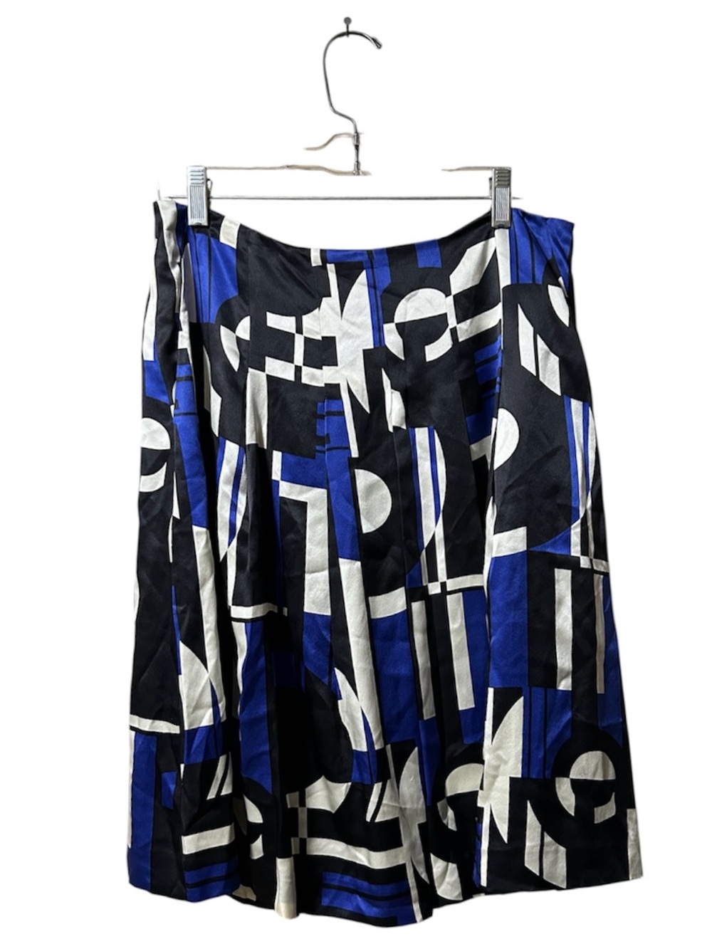 Ralph Lauren Vintage Y2K Silk Geometric Midi Skirt Navy Blue Whimsy Fairy 6